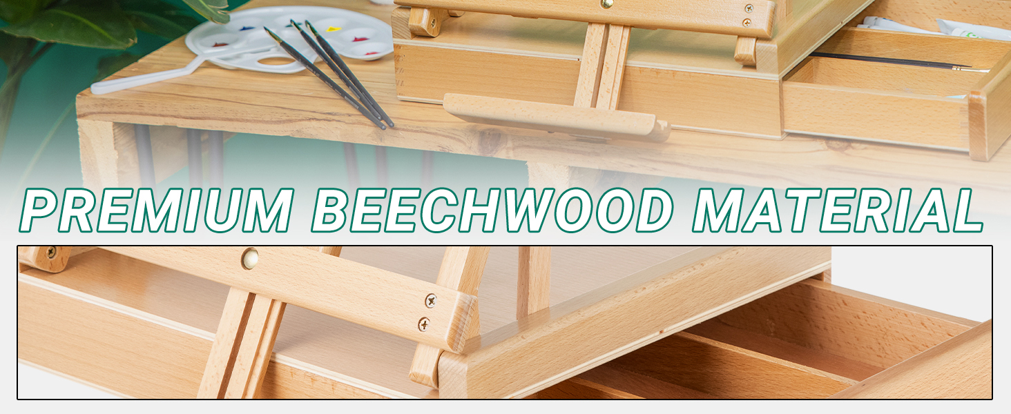 Falling in Art Studio Sketchbox Easel, Adjustable Beechwood