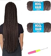 Natural Black Brazilian Wool Hair Acrylic Yarn for African Crochet Braids Senegalese Twist Faux L...