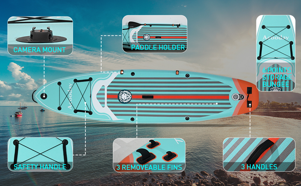 Acooday Inflatable Paddle Board Extra Wide Stand UP Paddleboard with Kayak Seat