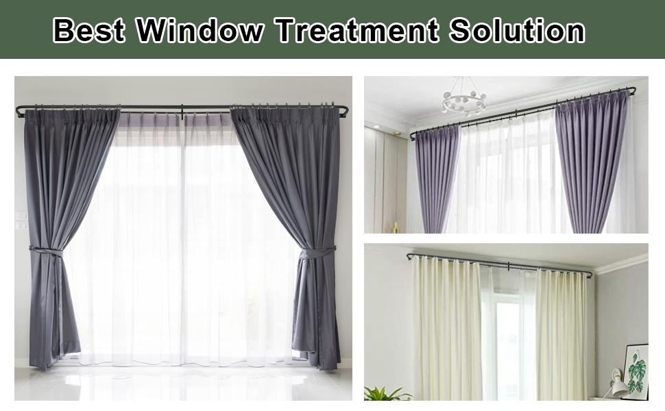 Antique Bronze Double Curtain Rods, Double Curtain Rod for Window 2848 Inches, Wrap