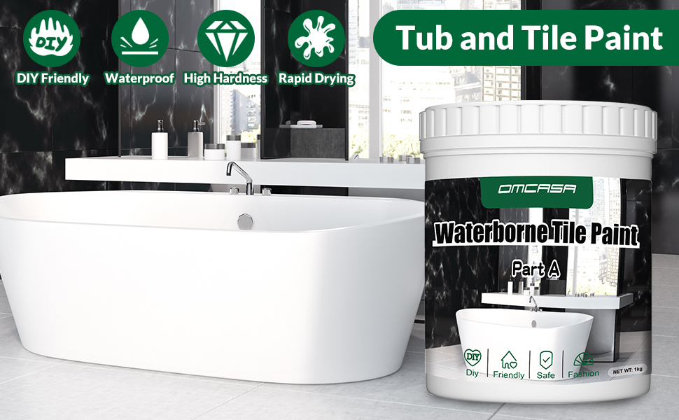 Omcasa Tub and Tile Refinishing Kit,Odorless DIY Sink Bathtub Repair