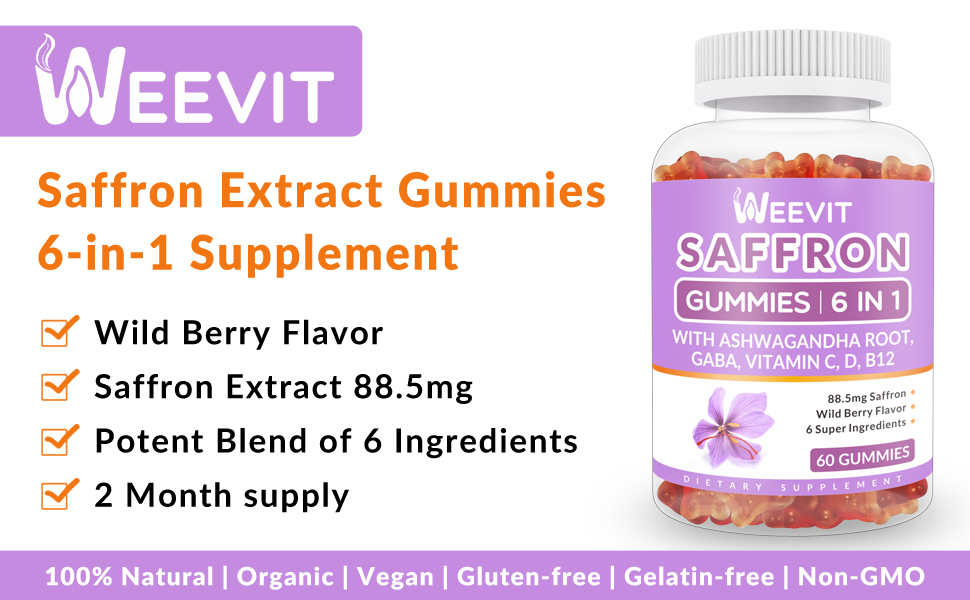 WEEVIT Saffron Gummies for Women and Men, Saffron Extract