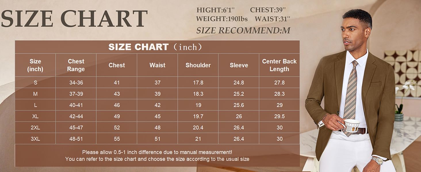 Men's Casual Blazer Lightweight Slim Fit Suit Jacket Two Button Cotton Sport Coats