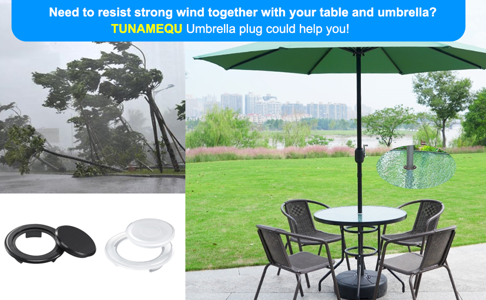 TUNAMAQU Patio Umbrella Hole PlugTable Umbrella Hole Ring Set, Plastic