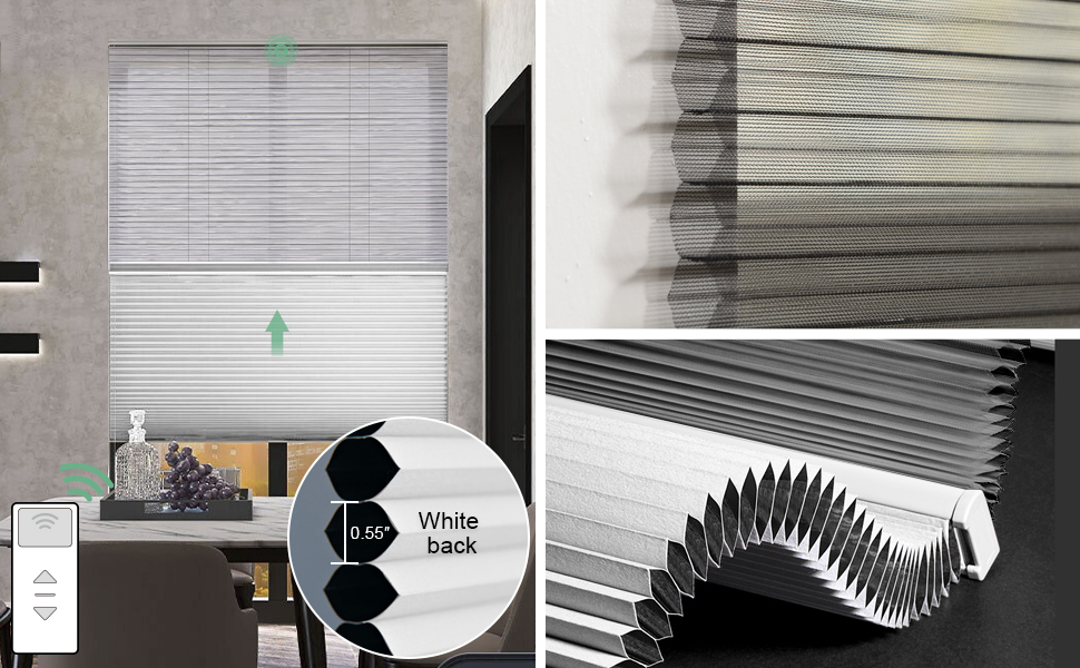 Yoolax Motorized Top Down Bottom Up Shades with Remote, Day Night