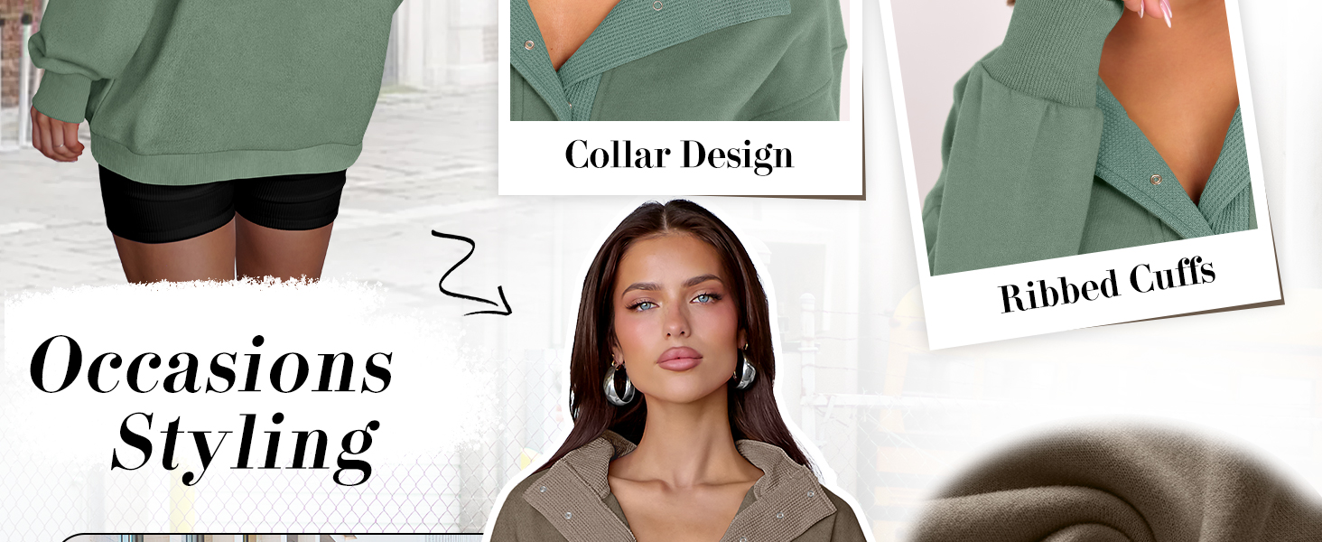 Oversized Henley Neck Sweatshirts for Women 2025 Trendy Fashion Shirts TOPS