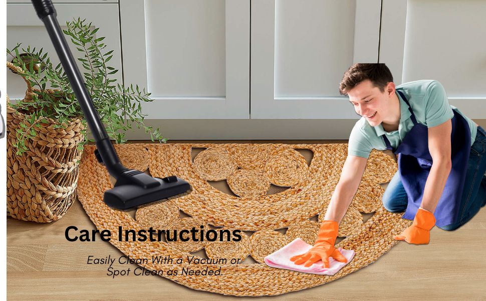 RIANGI Jute Rug 1.5 X 3 Feet Natural Fiber Braided Rugs