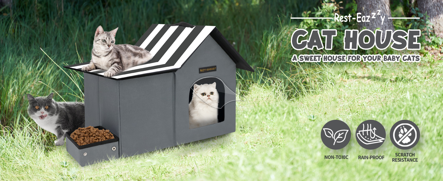 RestEazzzy Outdoor Cat House, Feral Cat House Insulated