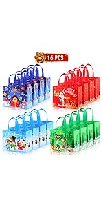 16PCS Christmas Tote Bags with Handles