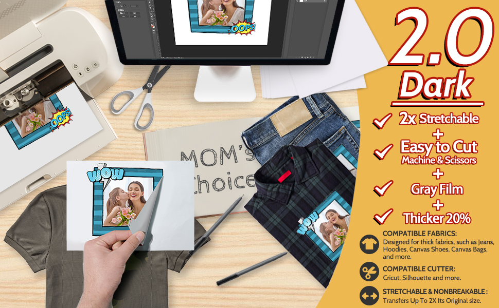 TransOurDream Iron on Heat Transfer Paper for Dark Fabrics & Hoodies