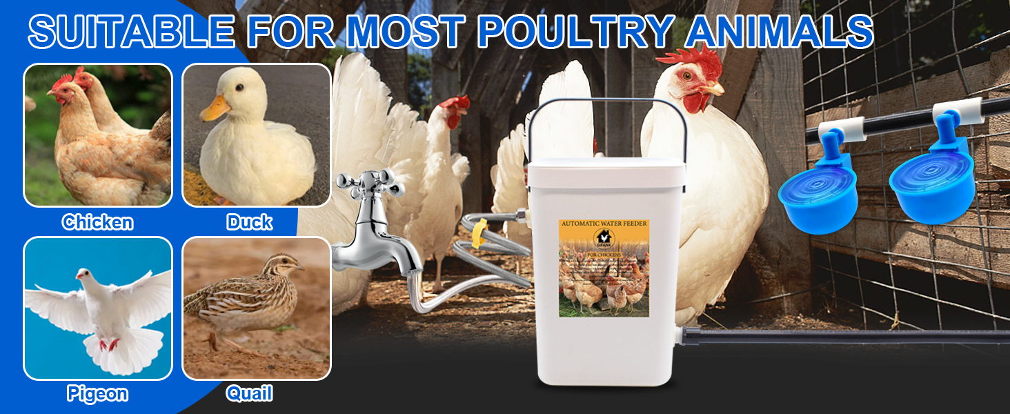GIFANK Automatic Chicken Waterer Float Controlled, 3