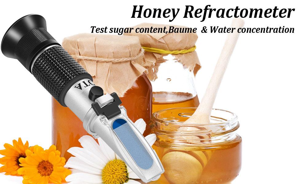 Honey Refractometer,VResourcing Hand Held Be'(Baume)/Brix/Water