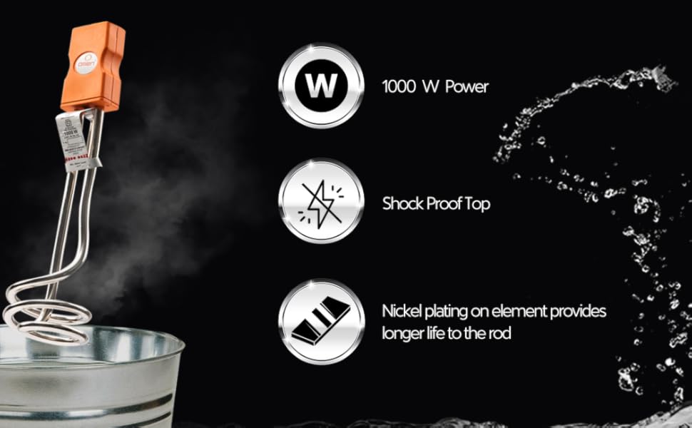 OMEN Gold Portable Immersion Water Heating Rod Fast Heating, Travel