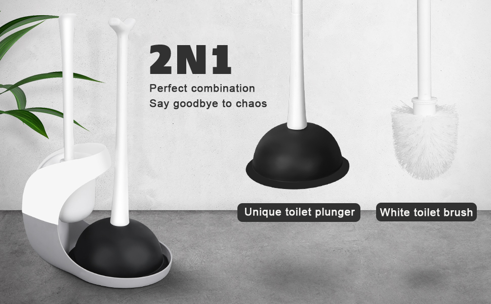 YOECO Toilet Brush Plunger Combo,Turbo Plunger and Bowl Brush Caddy Set for Bathroom