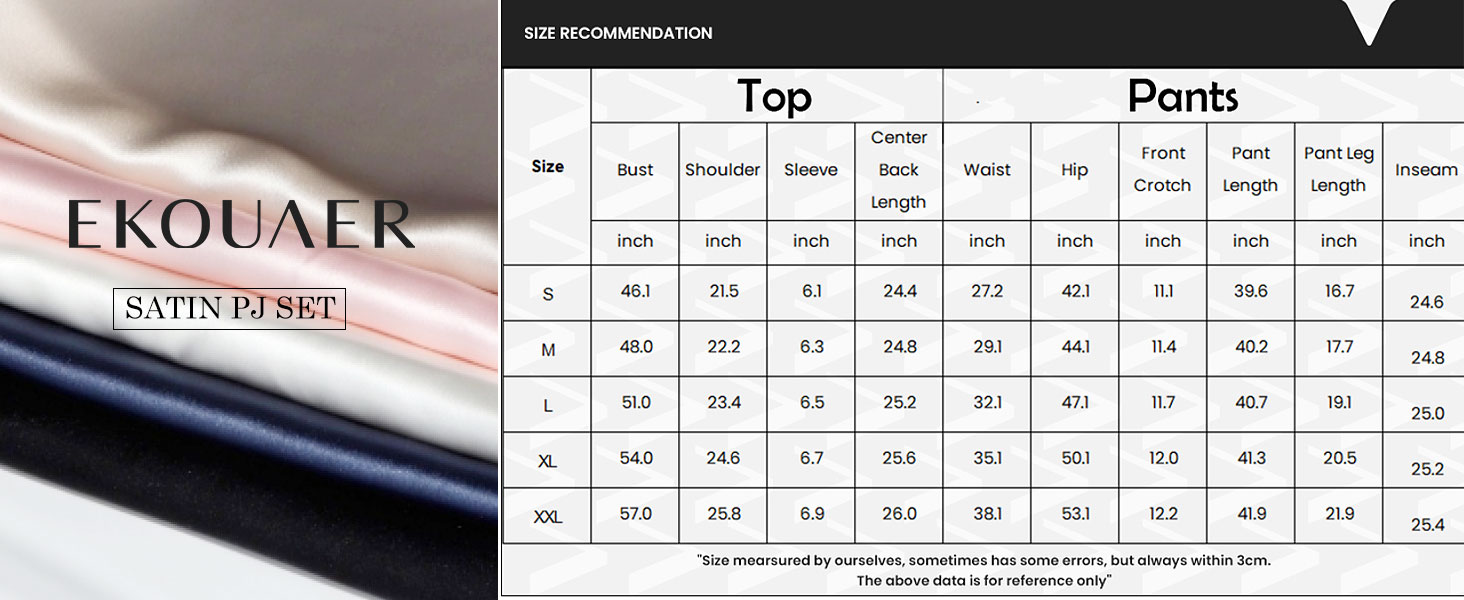 Ekouaer Womens Satin Silky Pajama Set Short Sleeve Shirt with Long Pajama Pant Set Soft PJ Loungewear, S-XXL 18