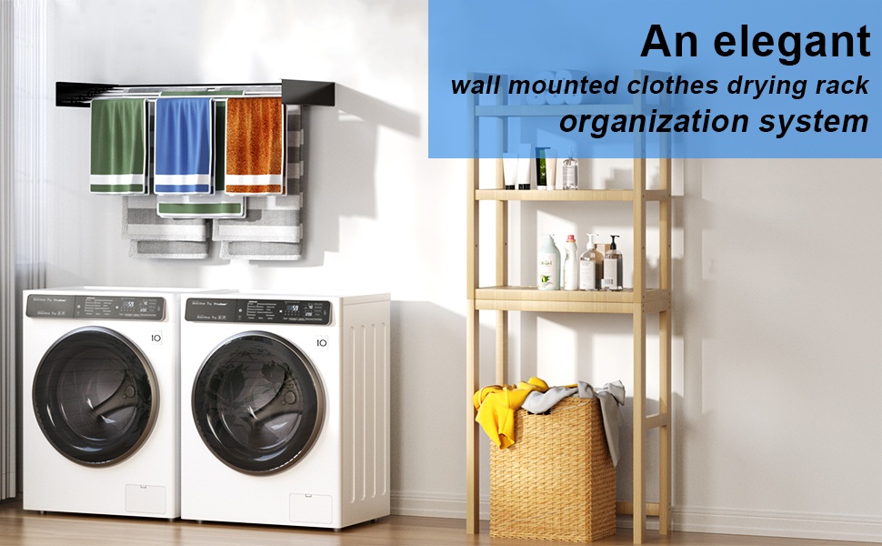 Clothes Drying Rack Wall Mounted Stainless Steel Wall-Mounted