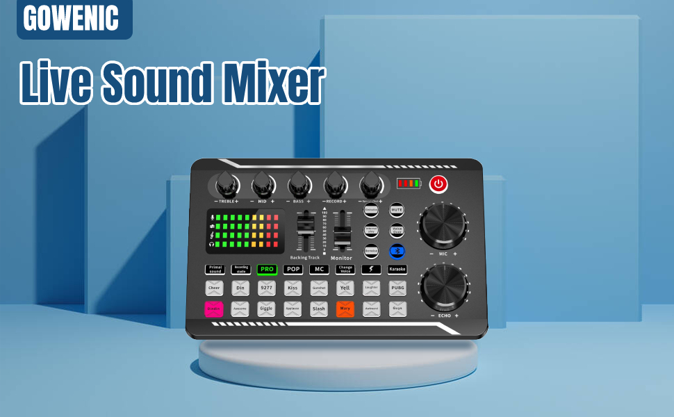 Sound Mixer Board, Voice Changer Sound Card with Multiple Sound Effects