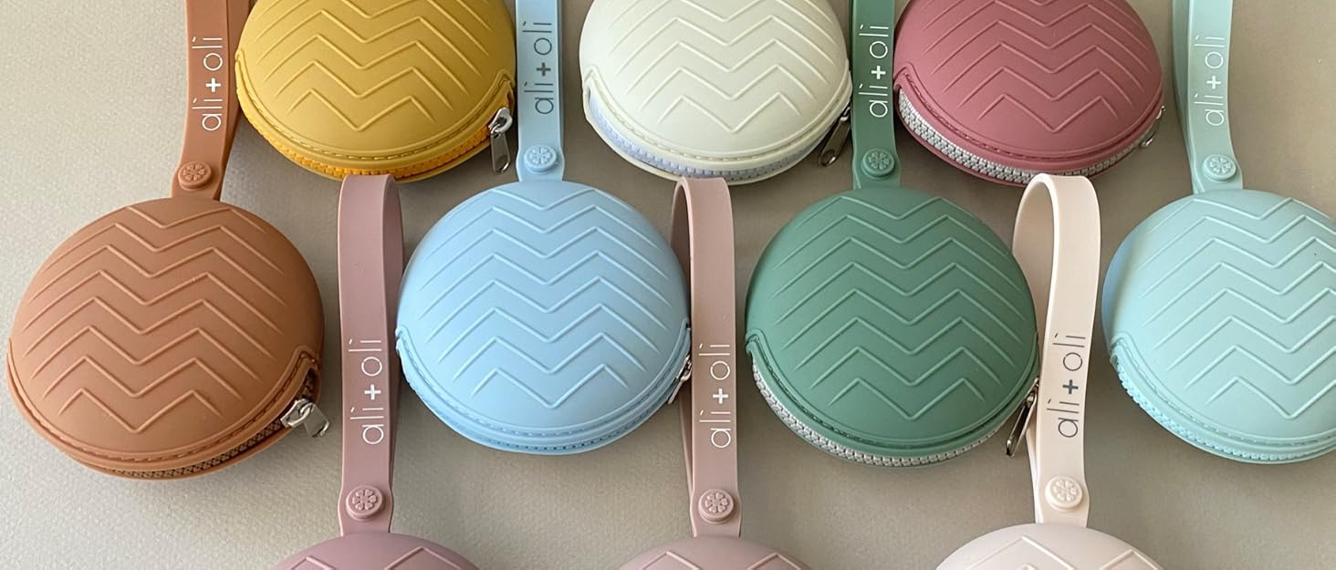 Ali+Oli Silicone Pacifier Holder Case (Grey) Diaper Bag or