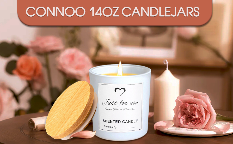 CONNOO 8 Pack 14 OZ Empty White Glass Candle Jars for