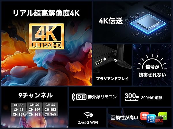 ⭐️新品⭐️ワイヤレス HDMI 無線 hdmi 送信機と受信機、PAKITE Amazon | PAKITEワイヤレスHDMI送信機と受信機、1080P@60Hz
