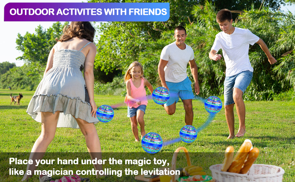 Place your hand under the magic toy, like a magician controlling the levitation