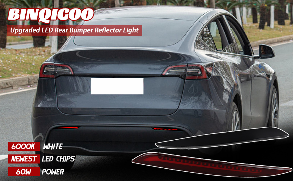 BINQIGOO Smoked housing LED Rear Bumper Reflector Lights
