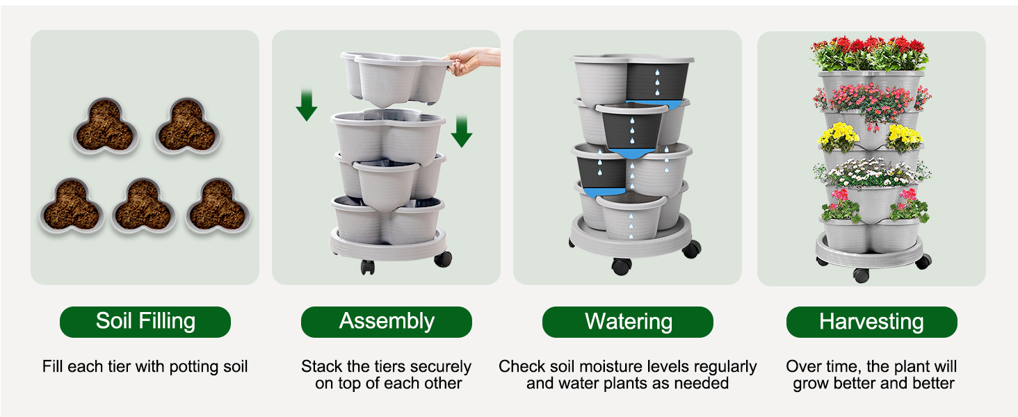 5 Tier Vertical Garden Strawberry Stackable Planters