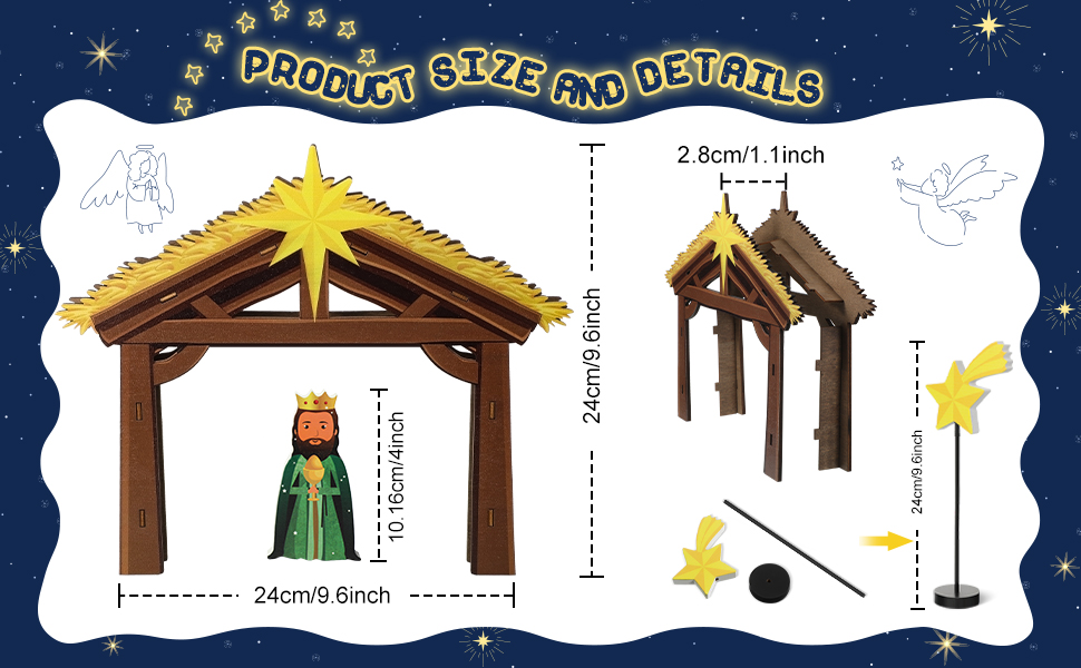 Geelin 15 Pcs Kids Nativity Set Nativity Scene Playset