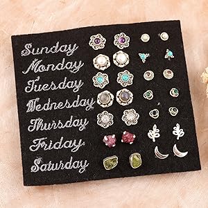 NOVICA Artisan Handmade Gemstone Stud Earrings India Sterling Silver Multigem Assorted Moon Stones