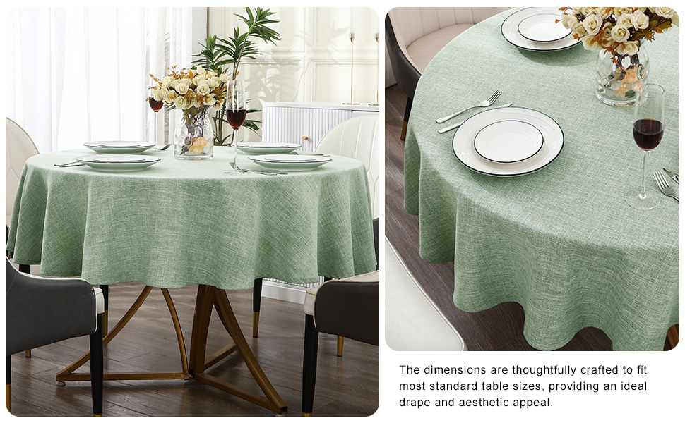 IVAPUPU Linen Round Tablecloth 54 Inch Washable Table Cloth
