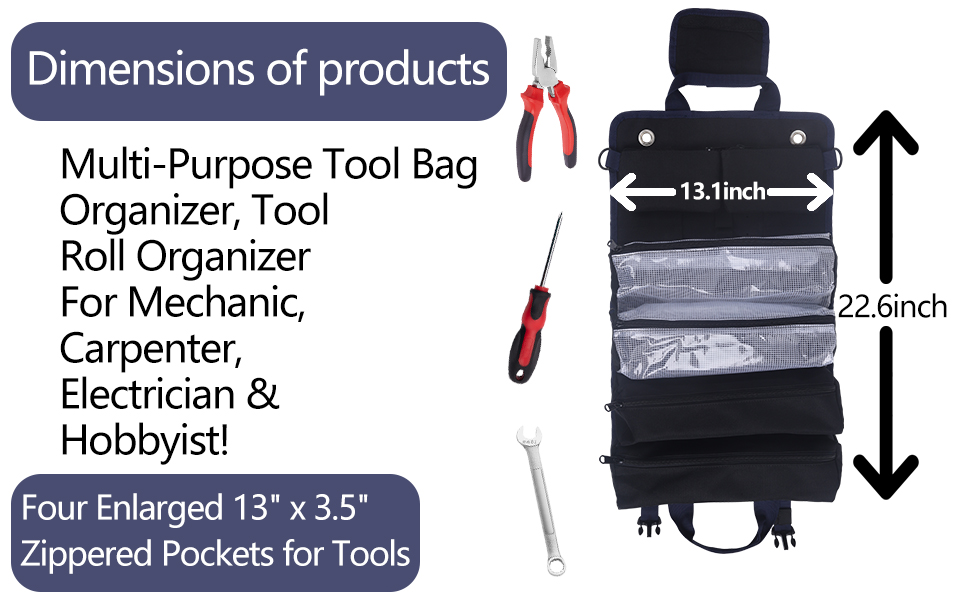 UMYLOV Tool Roll Bag, Tool Organizer with Detachable Pouches Heavy