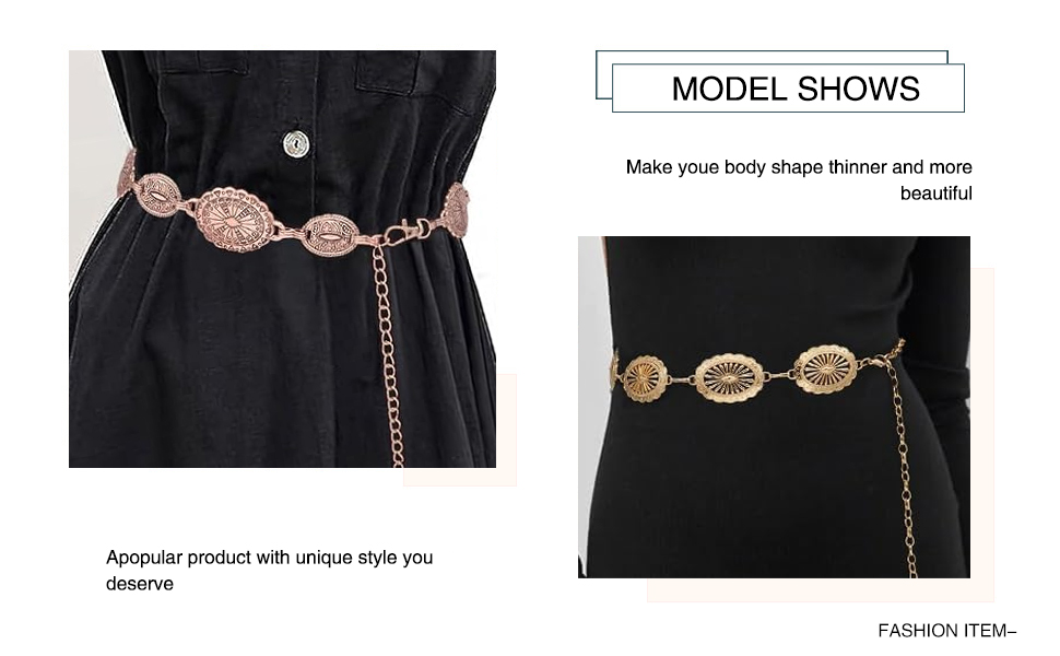 Adjustable waist chain belt for women