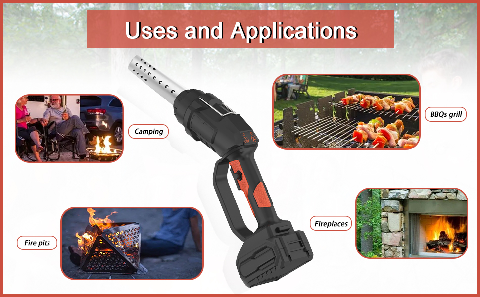 Cordless Electric Charcoal Fire Starter, Electric Charcoal Lighter for BBQ Grill