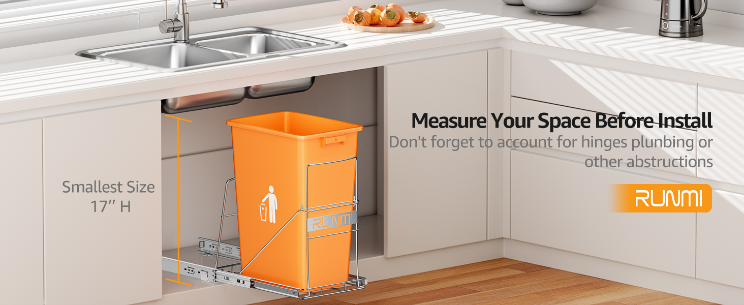 Double 37 Quart Pull Out Trash Can Under Under Sink Trash Can