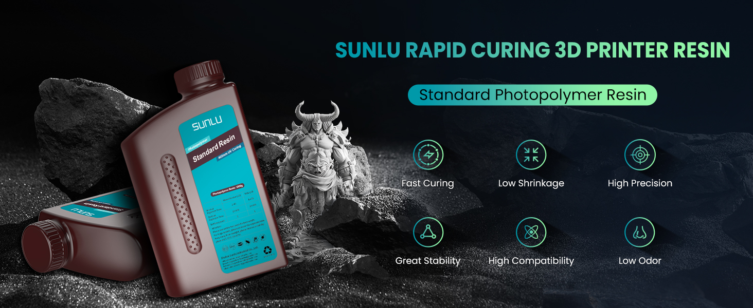 SUNLU 3D Printer Resin 3kg, Fast Curing Standard 3D Resin for Most Resin 3D Printers,