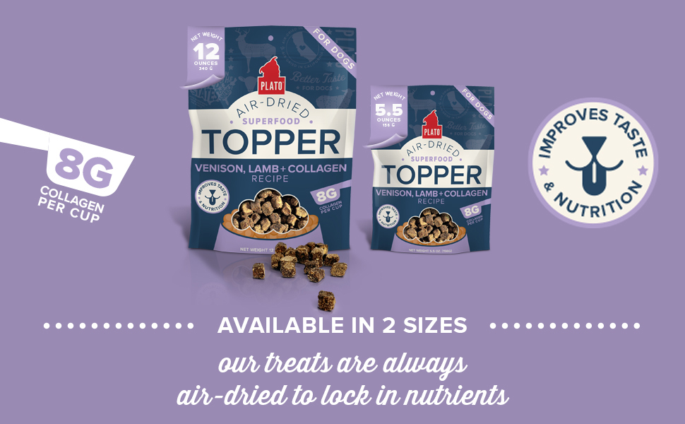Plato pet treats dog food topper - air-dried Lamb treat with collagen for skin and coat health