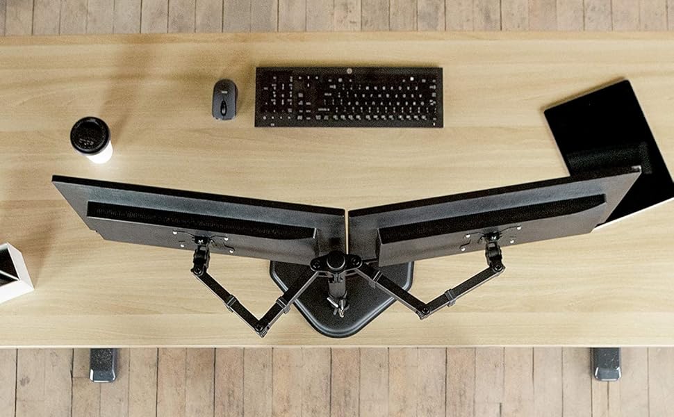 Dual Monitor Stand Arm; Freestanding Tabletop Dual Monitor Mount; Two Monitor Stand Arm