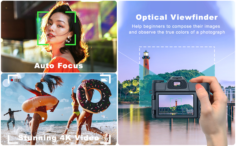 DigialCamera, 56MP 4K Digital Camera for Photography 32G