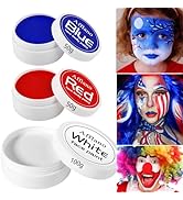 DE'LANCI Halloween Makeup Cosplay Face Paint 200g, SFX Joker Clown Red White Blue Face Body Paint...