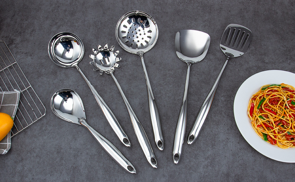 Mirror-polished kitchen utensils set 6