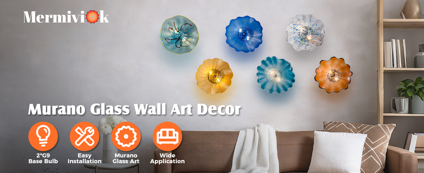 hand blown glass wall art decor