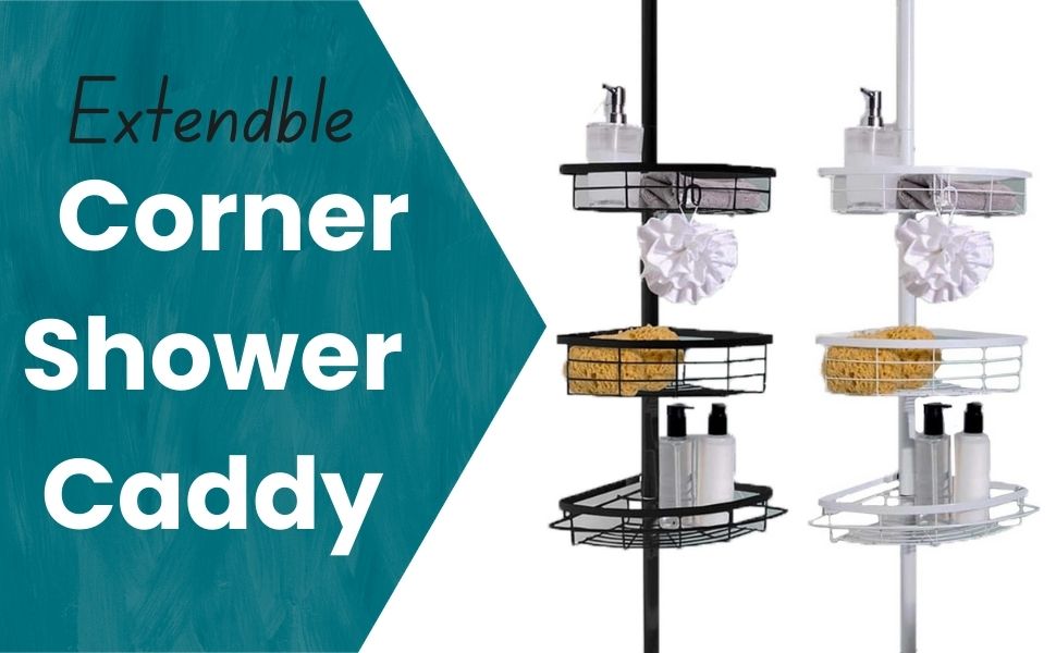 AAMEN Bathroom Extendable Corner Shower Caddy, 3 Tier Shower Corner