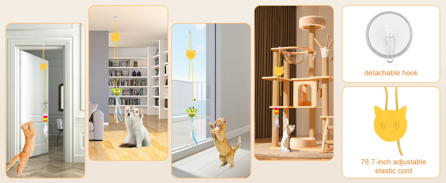 hanging cat toys for indoor cats, cat toy door hanger, Suitable for smooth panels