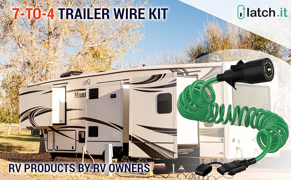 LATCH.IT RV 7to4 Trailer Wire Kit 8FT Weatherproof 7to