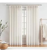 Vision Home Natural Pinch Pleated Semi Sheer Curtains Textured Linen Blended Light Filtering Wind...