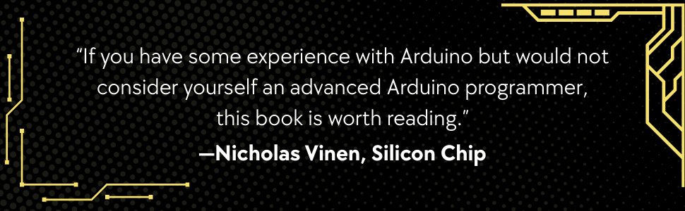 Review of Arduino for Arduinians on black background