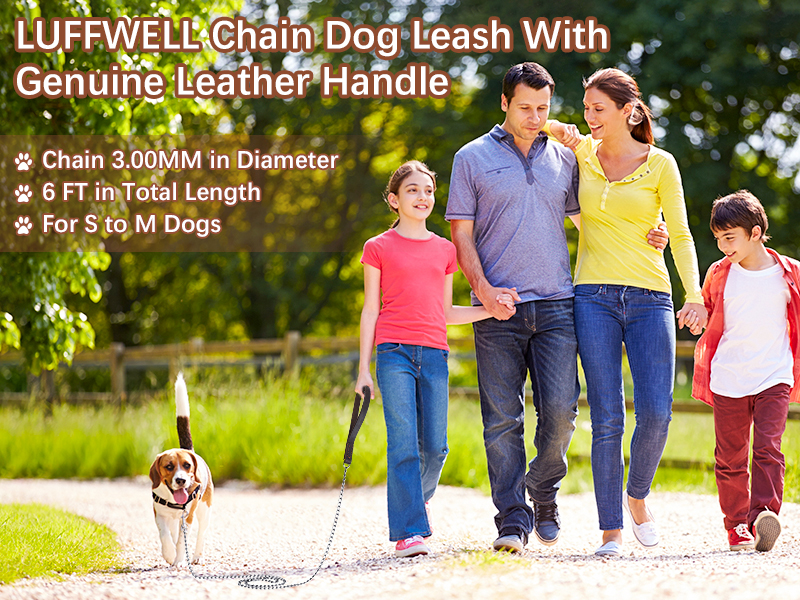 LUFFWELL Chain Dog Leash Chew Proof, Metal Chain with