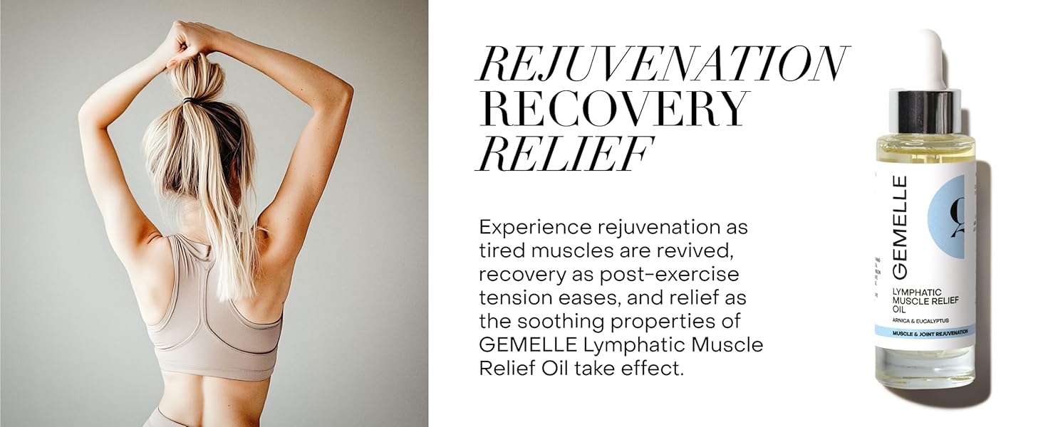 GEMELLE Lymphatic Muscle Relief Massage Oil for muscle soreness and self-care