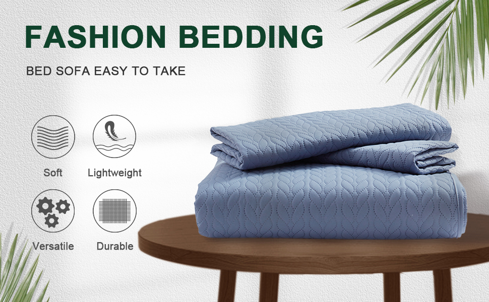 APNINO Blue Quilt Sets Queen, Lightweight Quilt Bedding Set