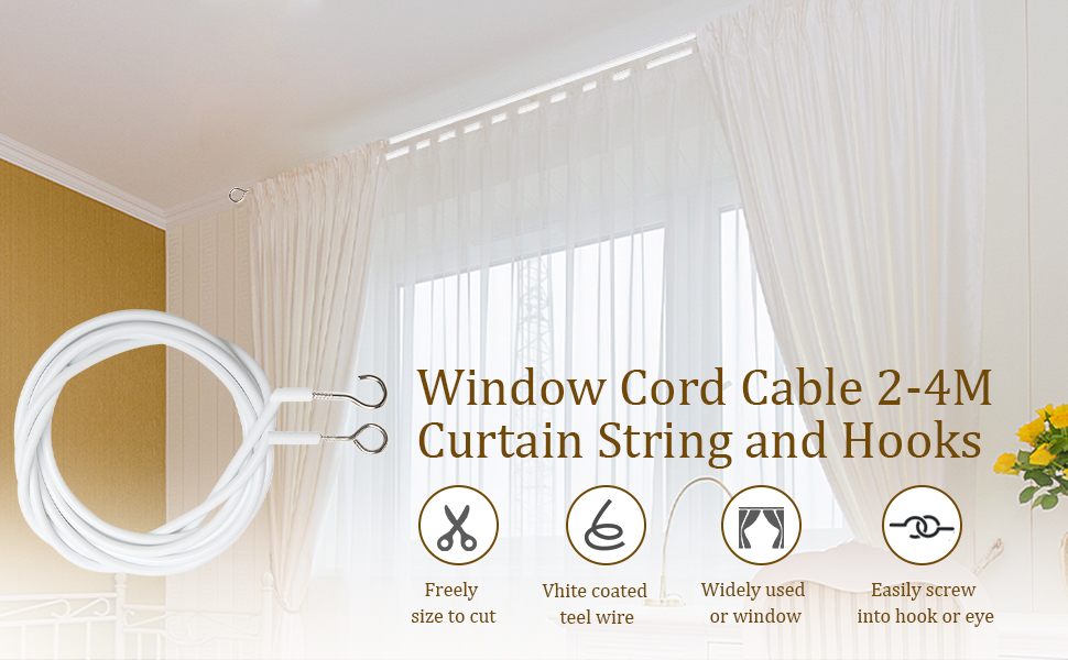 Xiaokeis Net Curtain Wire White Hanging Window Cord Cable